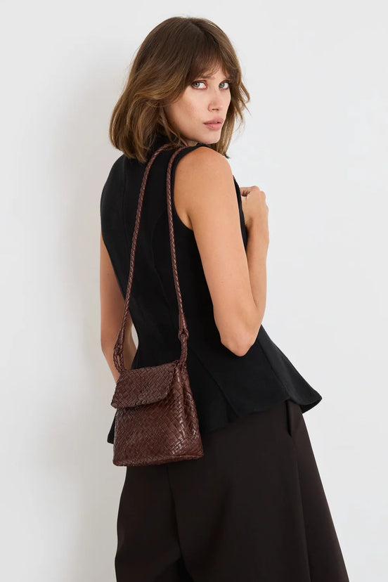 ROMANCE - Mini borsa a tracolla in pelle intrecciata